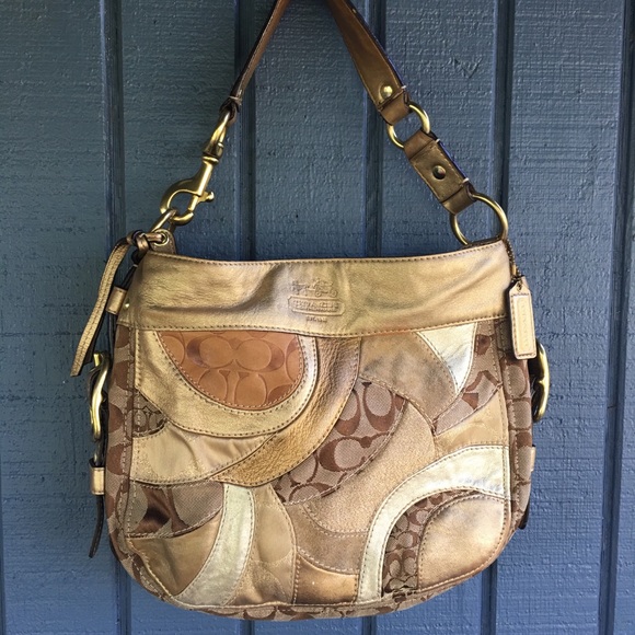 Coach Handbags - Gold patchwork Coach bag